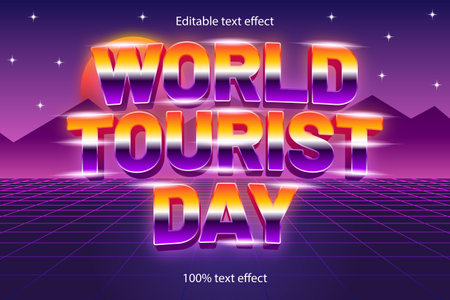 world tourist day editable text effect retro styleのイラスト素材