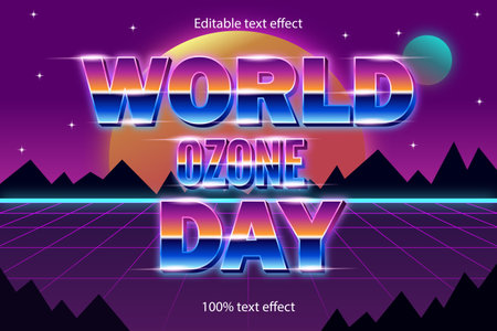 world ozone day editable text effect retro styleのイラスト素材