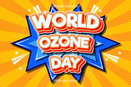 world ozone day editable text effect emboss cartoon with comic styleのイラスト素材
