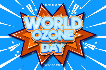 world ozone day editable text effect cartoon with comic styleのイラスト素材