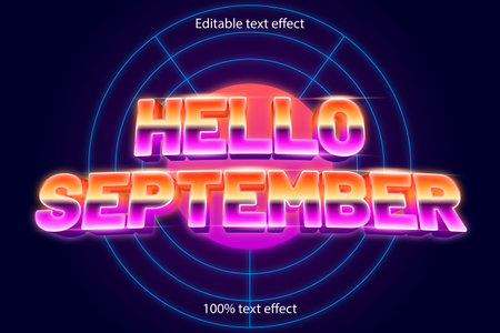 hello september editable text effect retro styleのイラスト素材