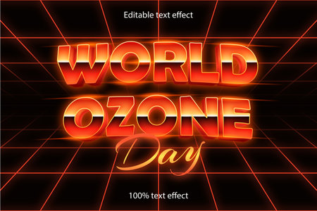 world ozone day editable text effect retro styleのイラスト素材