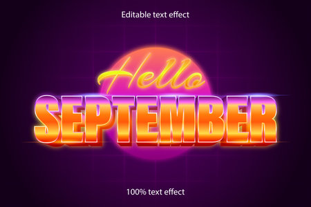 hello september editable text effect retro with neon styleのイラスト素材