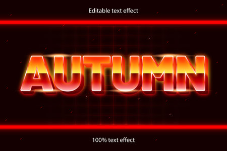 autumn editable text effect retro with neon styleのイラスト素材