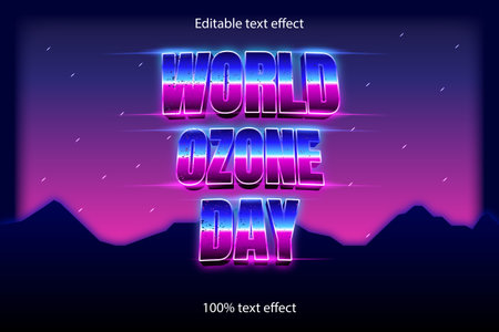 world ozone day editable text effect retro styleのイラスト素材