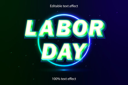 labor day editable text effect neon styleのイラスト素材
