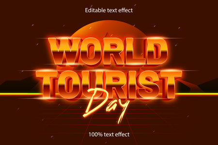 world tourist day editable text effect retro styleのイラスト素材
