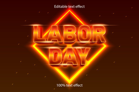 labor day editable text effect retro with neon styleのイラスト素材
