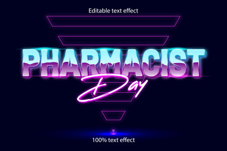 pharmacist day editable text effect retro styleのイラスト素材