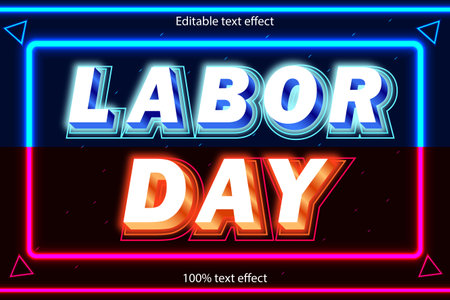 labor day editable text effect neon styleのイラスト素材