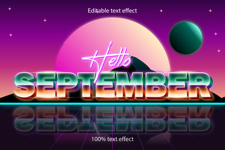 hello september editable text effect retro styleのイラスト素材