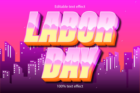 labor day editable text effect retro styleのイラスト素材