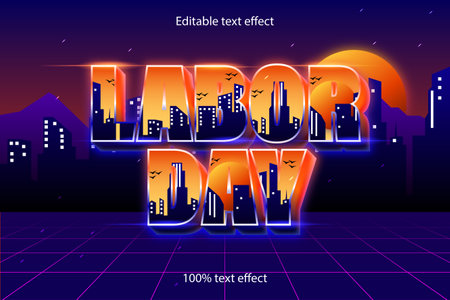 labor day editable text effect retro styleのイラスト素材