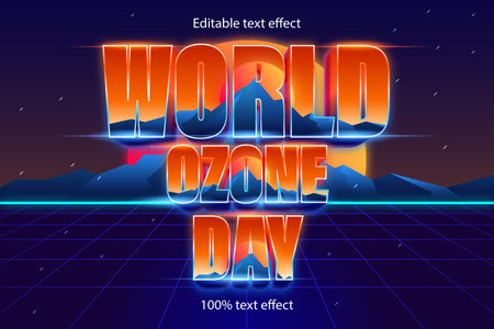 world ozone day editable text effect retro styleのイラスト素材