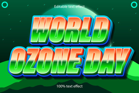 world ozone day editable text effect 3 dimension emboss cartoon styleのイラスト素材