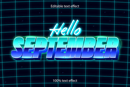 hello september editable text effect retro styleのイラスト素材