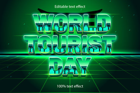 world tourist day editable text effect retro styleのイラスト素材