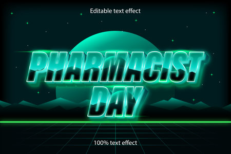 pharmacist day editable text effect retro styleのイラスト素材