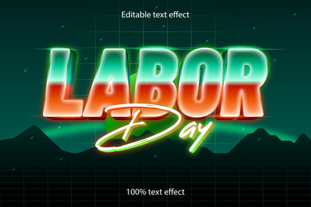 labor day editable text effect retro styleのイラスト素材