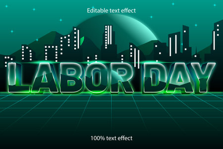 labor day editable text effect retro styleのイラスト素材