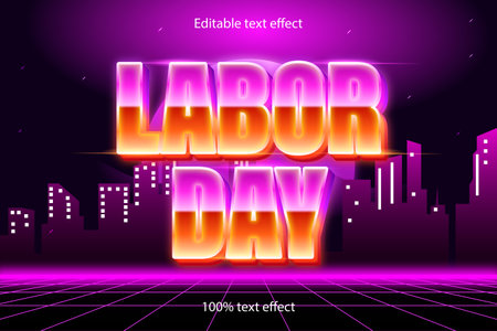 labor day editable text effect retro styleのイラスト素材