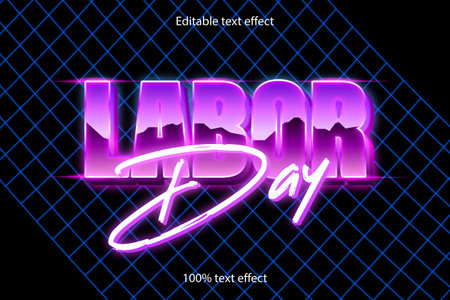 labor day editable text effect retro styleのイラスト素材