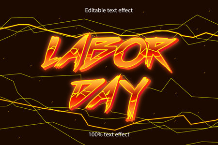 labor day editable text effect neon styleのイラスト素材