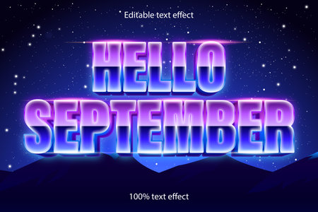 hello september editable text effect retro styleのイラスト素材