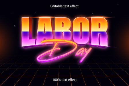 labor day editable text effect retro styleのイラスト素材