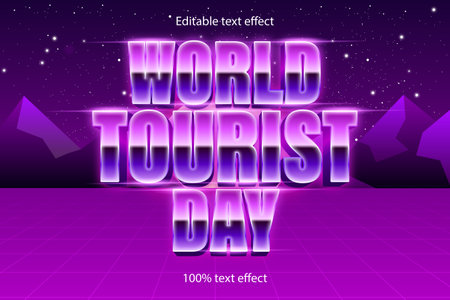 world tourist day editable text effect retro styeのイラスト素材