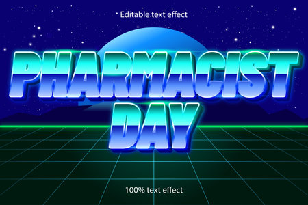 pharmacist day editable text effect retro styleのイラスト素材