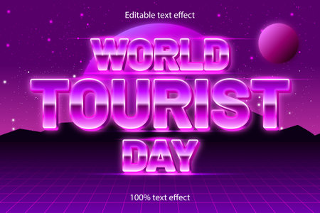 world tourist day editable text effect retro styleのイラスト素材