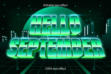 hello september editable text effect retro styleのイラスト素材