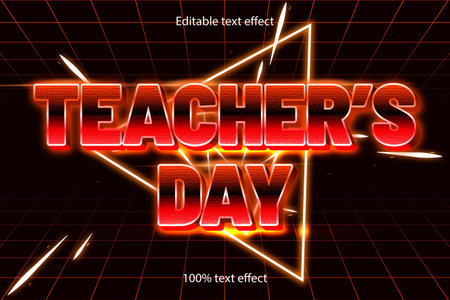 teacher's day editable text effect retro styleのイラスト素材