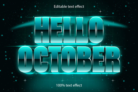 hello october editable text effect retro styleのイラスト素材