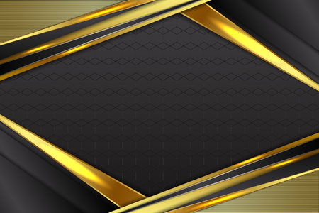 Abstract background triangle shape with gold and black colorのイラスト素材