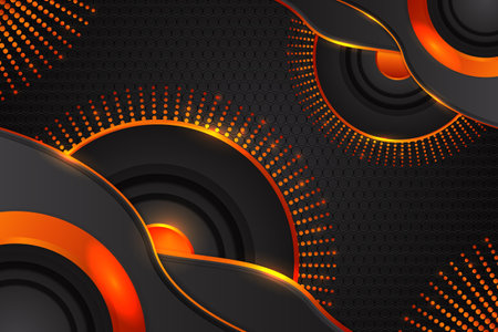 Abstract fluid background with black and orange colorのイラスト素材