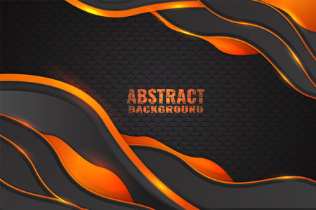 Abstract fluid background with black and orange colorのイラスト素材