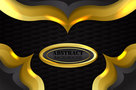 Abstract fluid background with black and gold colorのイラスト素材