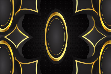 Abstract fluid background with black and gold colorのイラスト素材