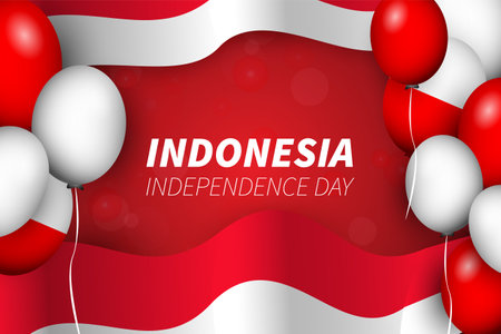 Indonesia happy Independence day balloon backgroundのイラスト素材