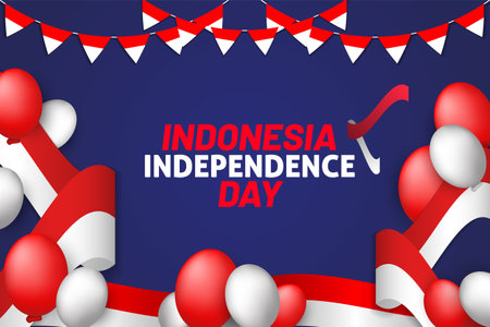 Indonesia Independence day flag and balloon backgroundのイラスト素材