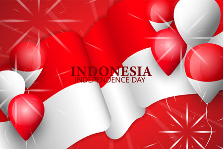 Indonesia Independence day balloon concept backgroundのイラスト素材