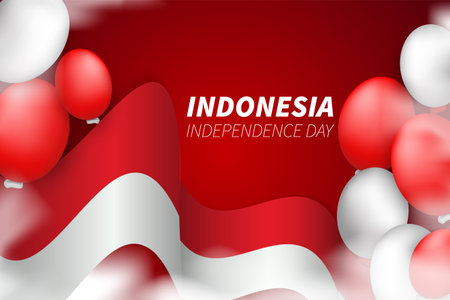 Indonesia Independence day balloon backgroundのイラスト素材