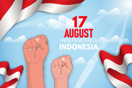 Indonesia Independence day with hand backgroundのイラスト素材