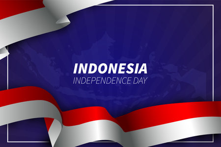Indonesia Independence day with flag and map backgroundのイラスト素材
