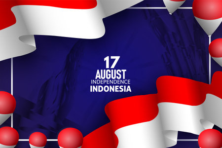 Indonesia Independence day red and white balloon backgroundのイラスト素材