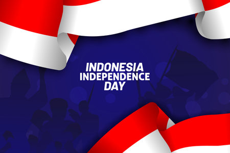 Indonesia happy Independence day with blue background flagの写真素材