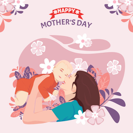 Happy Mother Day background flatのイラスト素材