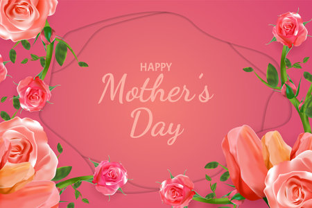 Happy Mother Day with flower backgroundのイラスト素材